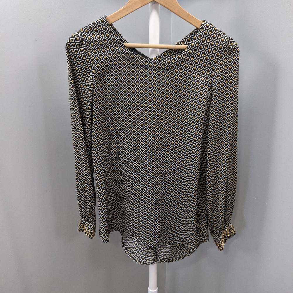 Metaphor Long Sleeve Tunic Blouse w/ Beaded Cuffs